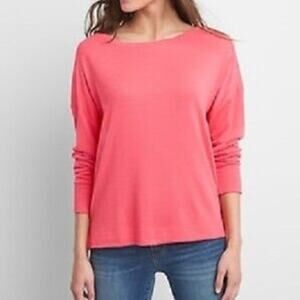 GAP Salmon-Colored Softspun Knit Long-Sleeve Boatneck Top Size Large